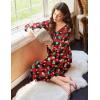 Ekouaer Nightgowns for Women Long Sleeve Nightgown Long Sleepwear Button Down Sleep Shirt Soft Night Gown S-4XL(Red Christmas)