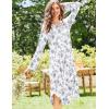 Ekouaer Nightgowns for Women Long Sleeve Nightgown Long Sleepwear Button Down Sleep Shirt Soft Night Gown S-4XL(White Flower)