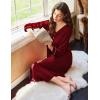 Ekouaer Nightgowns for Women Long Sleeve Nightgown Long Sleepwear Button Down Sleep Shirt Soft Night Gown S-4XL(Wine Red)