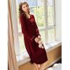 Ekouaer Nightgowns for Women Long Sleeve Nightgown Long Sleepwear Button Down Sleep Shirt Soft Night Gown S-4XL(Wine Red)