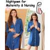 Ekouaer Nightgowns for Women Long Sleeve Nightshirt Button Down Sleepshirt Nightdress Boyfriend Sleepwear S-XXXL(Blue)