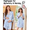 Ekouaer Nightgowns for Women Long Sleeve Nightshirt Button Down Sleepshirt Nightdress Boyfriend Sleepwear S-XXXL(Blue White Bird)