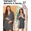 Ekouaer Nightgowns for Women Long Sleeve Nightshirt Button Down Sleepshirt Nightdress Boyfriend Sleepwear S-XXXL(Dark Grey)