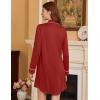 Ekouaer Nightgowns for Women Long Sleeve Nightshirt Button Down Sleepshirt Nightdress Boyfriend Sleepwear S-XXXL(Dark Red)