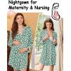 Ekouaer Nightgowns for Women Long Sleeve Nightshirt Button Down Sleepshirt Nightdress Boyfriend Sleepwear S-XXXL(Floral Light Green)