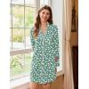 Ekouaer Nightgowns for Women Long Sleeve Nightshirt Button Down Sleepshirt Nightdress Boyfriend Sleepwear S-XXXL(Floral Light Green)