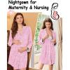 Ekouaer Nightgowns for Women Long Sleeve Nightshirt Button Down Sleepshirt Nightdress Boyfriend Sleepwear S-XXXL(Floral Pink)