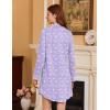 Ekouaer Nightgowns for Women Long Sleeve Nightshirt Button Down Sleepshirt Nightdress Boyfriend Sleepwear S-XXXL(Floral Purple)
