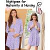 Ekouaer Nightgowns for Women Long Sleeve Nightshirt Button Down Sleepshirt Nightdress Boyfriend Sleepwear S-XXXL(Floral Purple)