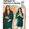 Ekouaer Nightgowns for Women Long Sleeve Nightshirt Button Down Sleepshirt Nightdress Boyfriend Sleepwear S-XXXL(Green)