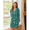 Ekouaer Nightgowns for Women Long Sleeve Nightshirt Button Down Sleepshirt Nightdress Boyfriend Sleepwear S-XXXL(Green Christmas)