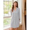 Ekouaer Nightgowns for Women Long Sleeve Nightshirt Button Down Sleepshirt Nightdress Boyfriend Sleepwear S-XXXL(Grey)