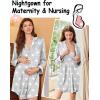 Ekouaer Nightgowns for Women Long Sleeve Nightshirt Button Down Sleepshirt Nightdress Boyfriend Sleepwear S-XXXL(Grey White Star)