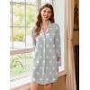 Ekouaer Nightgowns for Women Long Sleeve Nightshirt Button Down Sleepshirt Nightdress Boyfriend Sleepwear S-XXXL(Grey White Star)