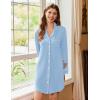 Ekouaer Nightgowns for Women Long Sleeve Nightshirt Button Down Sleepshirt Nightdress Boyfriend Sleepwear S-XXXL(Light Blue)