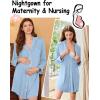 Ekouaer Nightgowns for Women Long Sleeve Nightshirt Button Down Sleepshirt Nightdress Boyfriend Sleepwear S-XXXL(Light Blue)