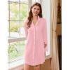 Ekouaer Nightgowns for Women Long Sleeve Nightshirt Button Down Sleepshirt Nightdress Boyfriend Sleepwear S-XXXL(Light Pink)