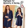 Ekouaer Nightgowns for Women Long Sleeve Nightshirt Button Down Sleepshirt Nightdress Boyfriend Sleepwear S-XXXL(Navy Blue)