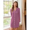 Ekouaer Nightgowns for Women Long Sleeve Nightshirt Button Down Sleepshirt Nightdress Boyfriend Sleepwear S-XXXL(Purple)