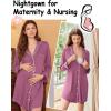 Ekouaer Nightgowns for Women Long Sleeve Nightshirt Button Down Sleepshirt Nightdress Boyfriend Sleepwear S-XXXL(Purple)