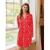 Ekouaer Nightgowns for Women Long Sleeve Nightshirt Button Down Sleepshirt Nightdress Boyfriend Sleepwear S-XXXL(Red Christmas)