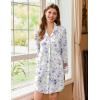 Ekouaer Nightgowns for Women Long Sleeve Nightshirt Button Down Sleepshirt Nightdress Boyfriend Sleepwear S-XXXL(White Purple Floral)