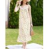 Ekouaer Nightgowns for Women Long Sleeveless Night Gown Victorian Nightdress Button Sleepshirt Soft Sleepwear S-XXXL(Beige Floral)