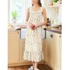 Ekouaer Nightgowns for Women Long Sleeveless Night Gown Victorian Nightdress Button Sleepshirt Soft Sleepwear S-XXXL(Beige Floral)