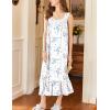 Ekouaer Nightgowns for Women Long Sleeveless Night Gown Victorian Nightdress Button Sleepshirt Soft Sleepwear S-XXXL(Blue Flower)