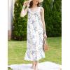 Ekouaer Nightgowns for Women Long Sleeveless Night Gown Victorian Nightdress Button Sleepshirt Soft Sleepwear S-XXXL(Blue Flower)