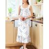 Ekouaer Nightgowns for Women Long Sleeveless Night Gown Victorian Nightdress Button Sleepshirt Soft Sleepwear S-XXXL(Blue Flower)