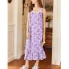 Ekouaer Nightgowns for Women Long Sleeveless Night Gown Victorian Nightdress Button Sleepshirt Soft Sleepwear S-XXXL(Dark Purple Floral)