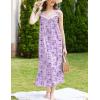 Ekouaer Nightgowns for Women Long Sleeveless Night Gown Victorian Nightdress Button Sleepshirt Soft Sleepwear S-XXXL(Dark Purple Floral)