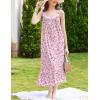 Ekouaer Nightgowns for Women Long Sleeveless Night Gown Victorian Nightdress Button Sleepshirt Soft Sleepwear S-XXXL(Floral Pink)