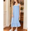 Ekouaer Nightgowns for Women Long Sleeveless Night Gown Victorian Nightdress Button Sleepshirt Soft Sleepwear S-XXXL(Light Blue)