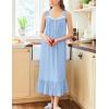 Ekouaer Nightgowns for Women Long Sleeveless Night Gown Victorian Nightdress Button Sleepshirt Soft Sleepwear S-XXXL(Light Blue)