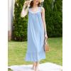 Ekouaer Nightgowns for Women Long Sleeveless Night Gown Victorian Nightdress Button Sleepshirt Soft Sleepwear S-XXXL(Light Blue)