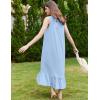 Ekouaer Nightgowns for Women Long Sleeveless Night Gown Victorian Nightdress Button Sleepshirt Soft Sleepwear S-XXXL(Light Blue)