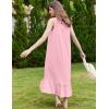 Ekouaer Nightgowns for Women Long Sleeveless Night Gown Victorian Nightdress Button Sleepshirt Soft Sleepwear S-XXXL(Pink)