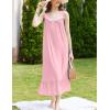 Ekouaer Nightgowns for Women Long Sleeveless Night Gown Victorian Nightdress Button Sleepshirt Soft Sleepwear S-XXXL(Pink)