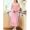 Ekouaer Nightgowns for Women Long Sleeveless Night Gown Victorian Nightdress Button Sleepshirt Soft Sleepwear S-XXXL(Pink)
