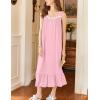 Ekouaer Nightgowns for Women Long Sleeveless Night Gown Victorian Nightdress Button Sleepshirt Soft Sleepwear S-XXXL(Pink)