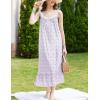Ekouaer Nightgowns for Women Long Sleeveless Night Gown Victorian Nightdress Button Sleepshirt Soft Sleepwear S-XXXL(Purple Floral)