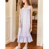 Ekouaer Nightgowns for Women Long Sleeveless Night Gown Victorian Nightdress Button Sleepshirt Soft Sleepwear S-XXXL(Purple Floral)
