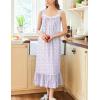 Ekouaer Nightgowns for Women Long Sleeveless Night Gown Victorian Nightdress Button Sleepshirt Soft Sleepwear S-XXXL(Purple Floral)
