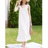 Ekouaer Nightgowns for Women Long Sleeveless Night Gown Victorian Nightdress Button Sleepshirt Soft Sleepwear S-XXXL(White)