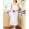 Ekouaer Nightgowns for Women Long Sleeveless Night Gown Victorian Nightdress Button Sleepshirt Soft Sleepwear S-XXXL(White)