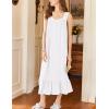Ekouaer Nightgowns for Women Long Sleeveless Night Gown Victorian Nightdress Button Sleepshirt Soft Sleepwear S-XXXL(White)