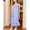 Ekouaer Nightgowns for Women Long Sleeveless Night Gown Victorian Nightdress Button Sleepshirt Soft Sleepwear S-XXXL(White Bird)