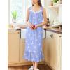 Ekouaer Nightgowns for Women Long Sleeveless Night Gown Victorian Nightdress Button Sleepshirt Soft Sleepwear S-XXXL(White Bird)